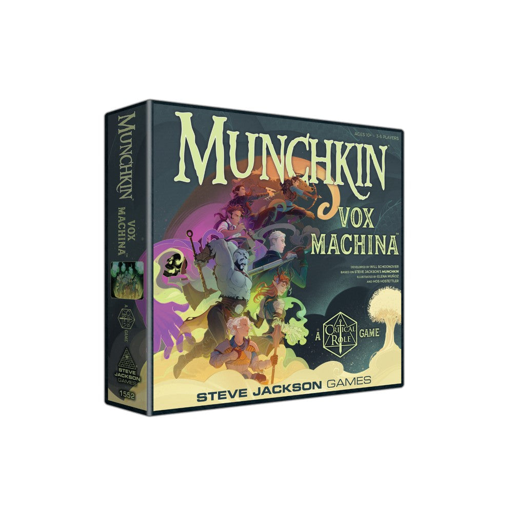 Munchkin Vox Machina board game box with colorful artwork on a white background