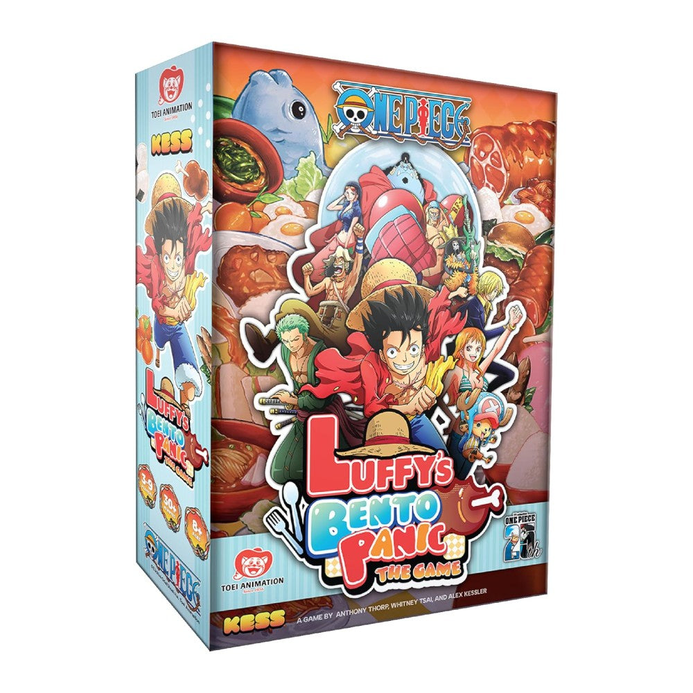 Board game box for 'Luffy's Bento Panic' featuring anime characters on a white background