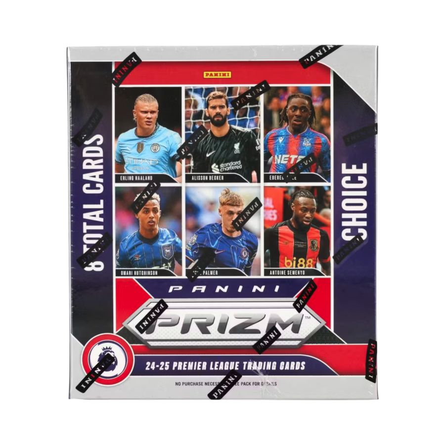 Panini Prizm trading card pack with football player images on a white background