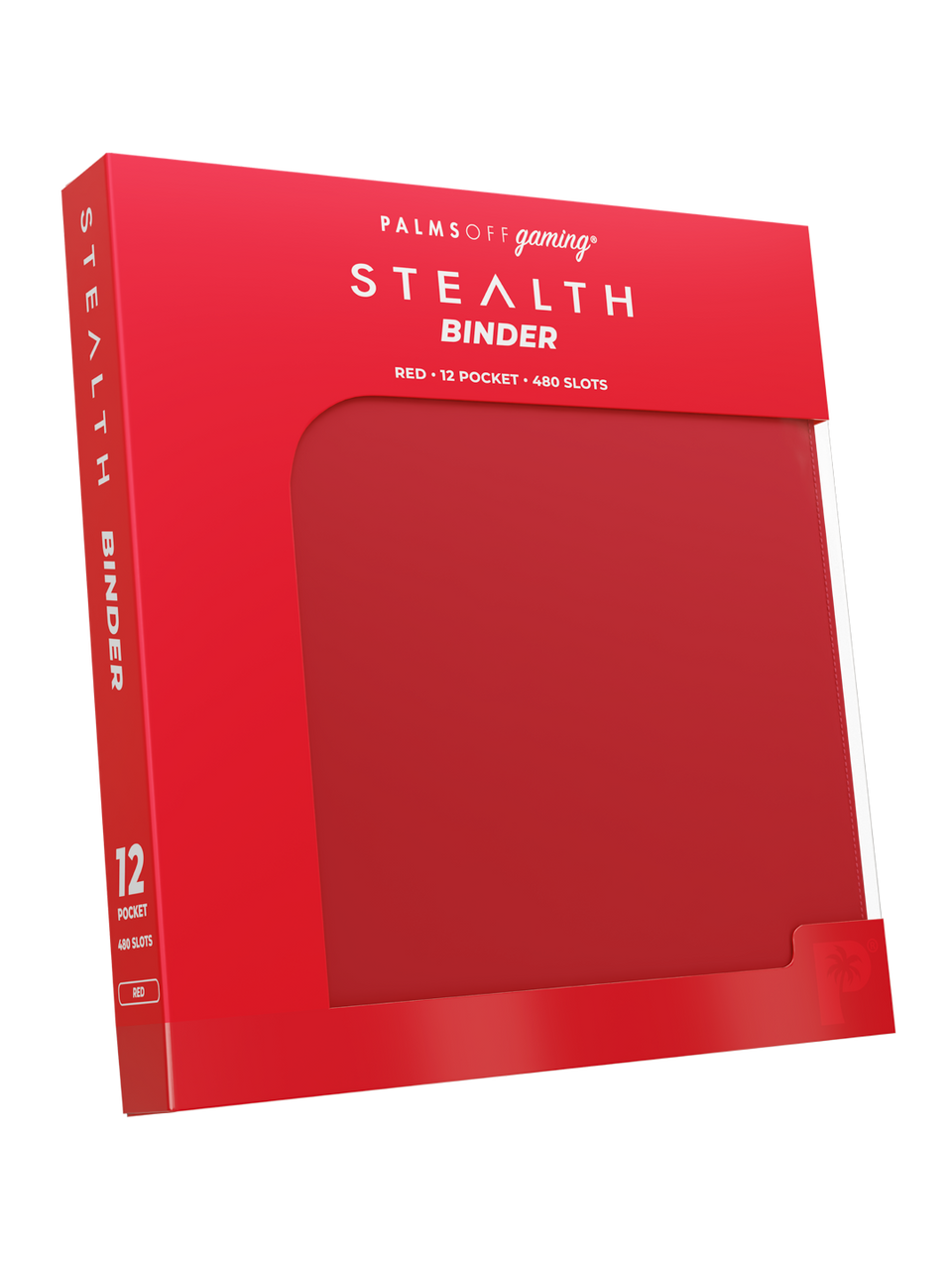 Red 'Stealth Binder' packaging with 'Palms Off Gaming' branding on a white background