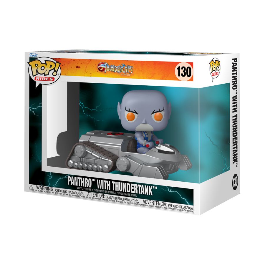Funko Pop! vinyl figure packaging with Panthor and Thundertank on a white background