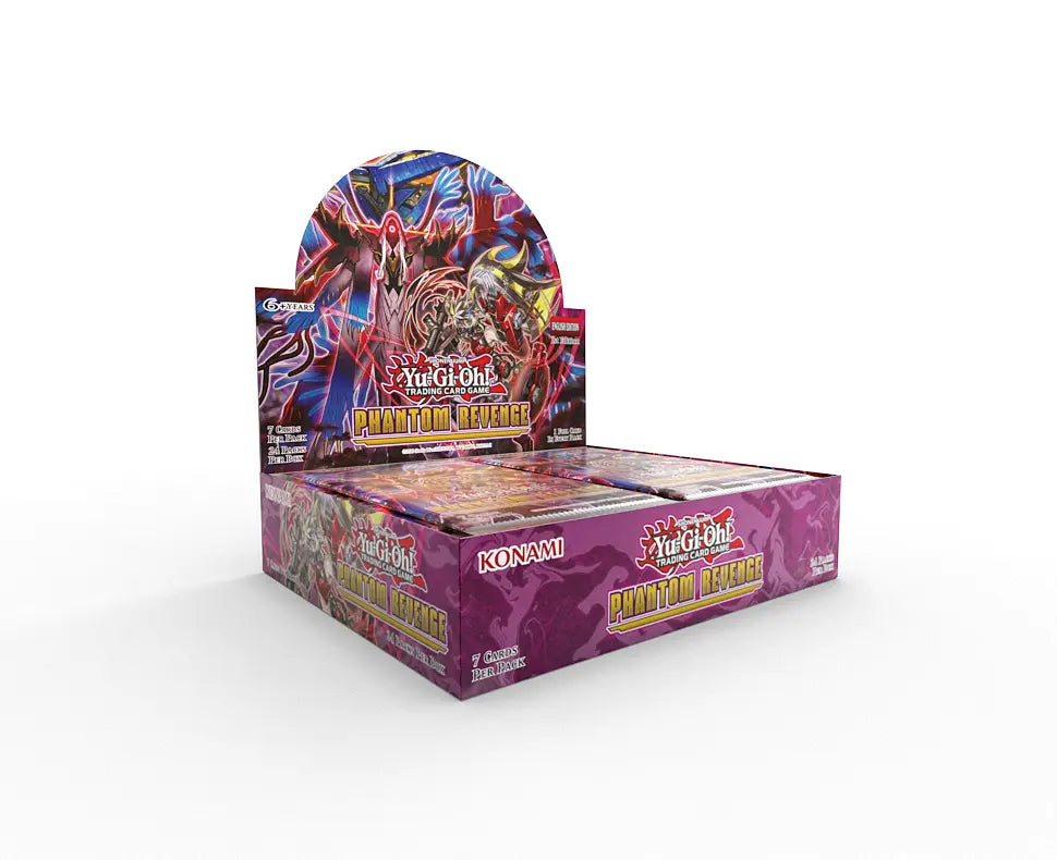 Yu-Gi-Oh Booster Box, Purple, On a white background. Phantom Revenge Yu-Gi-Oh.