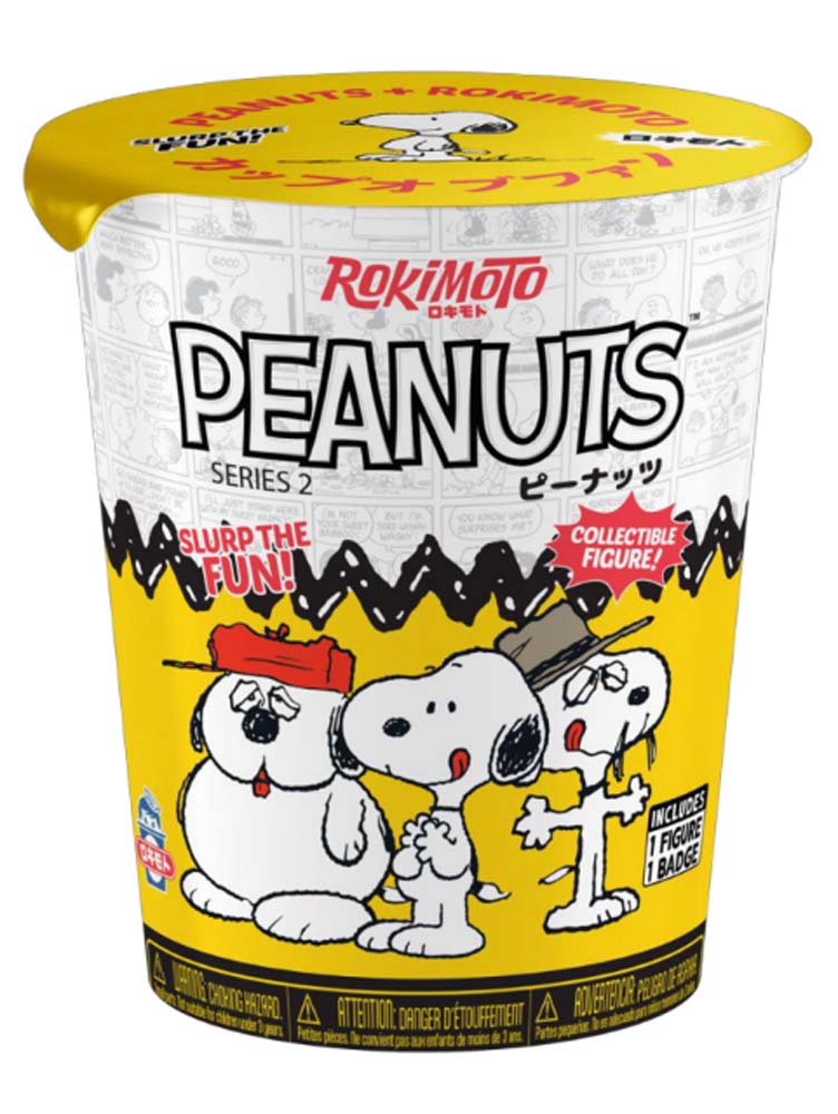 Yellow Ramen packaging with peanuts theme. 