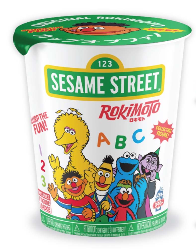 Ramen Cup with Sesame Street branding on mystery cover. 
