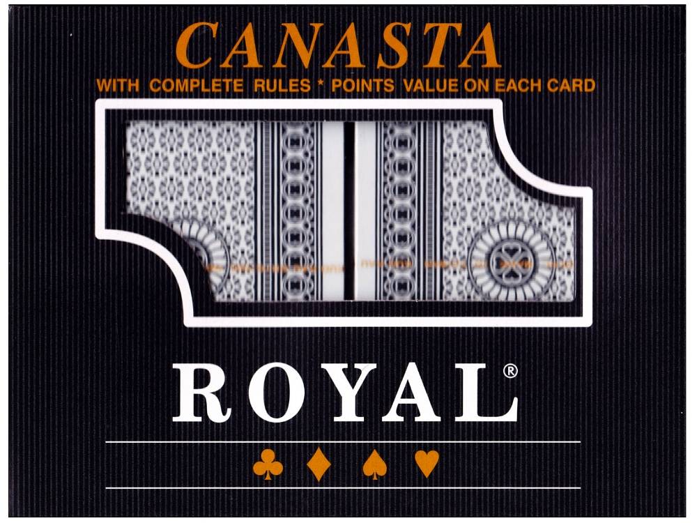 Royal Canasta Playing Card (Black Box). Playing cards with a white background 