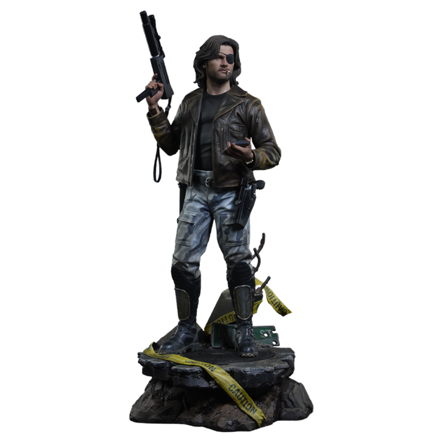 Statue of a character holding a weapon on a white background