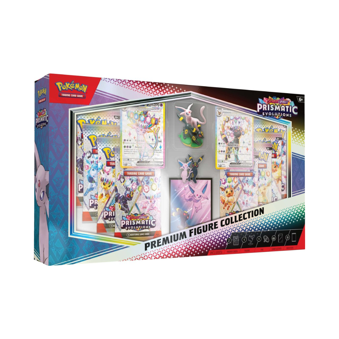 Pokémon Prismatic Evolutions Premium Figure Collection packaging on a white background