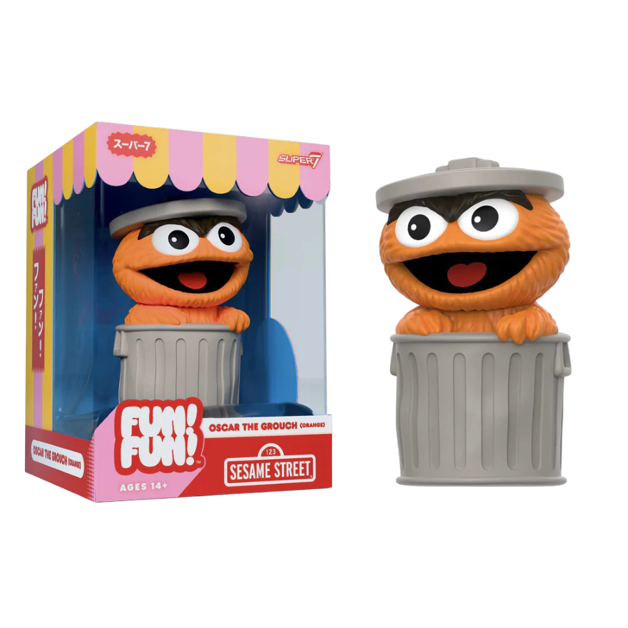 Oscar the Grouch figurine from Sesame Street with packaging