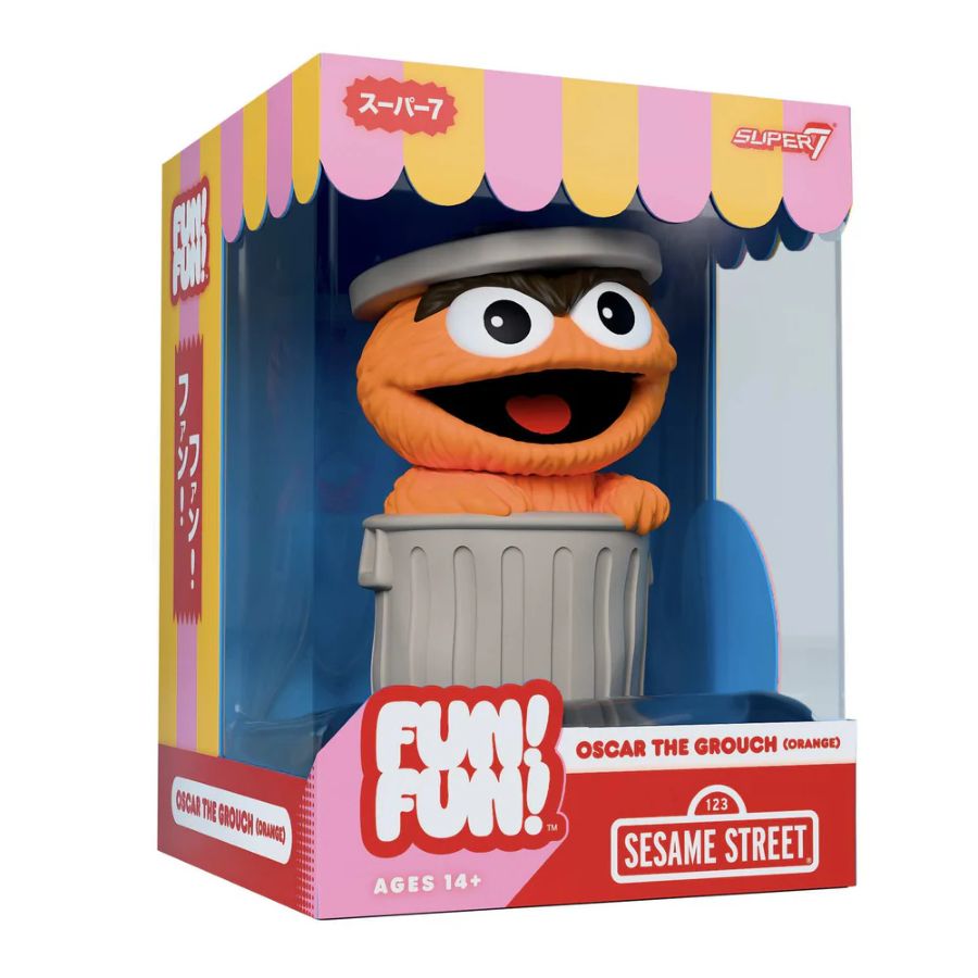 Oscar the Grouch figure in packaging with Sesame Street branding