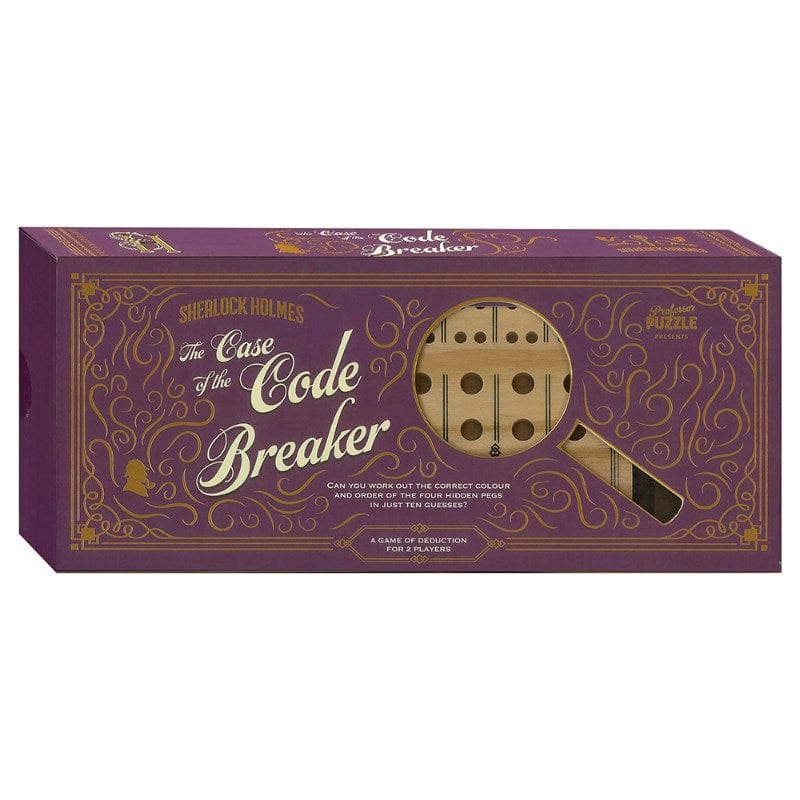 Image contains, The Code Breaker Game cover in the colour purple, with a magnifying glass window. 