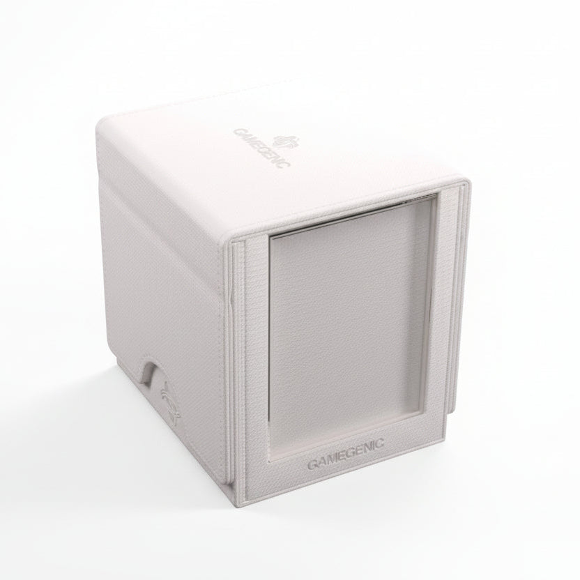 White deck box with a clear front on a white background