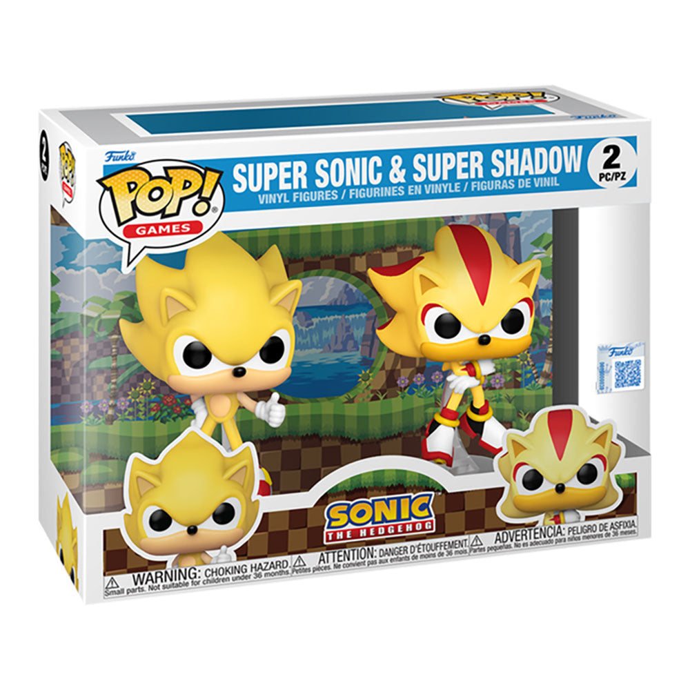 Yellow and Sonic the Hedgehog - Super Sonic & Super Shadow Flocked Pop! Vinyl range themed Shadow the Hedgehog and Sonic Pop! Vinyl.