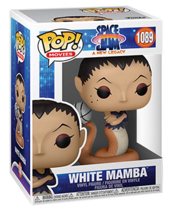 Image shows, White Mamba action figure from space jam. Space Jam 2: A New Legacy - White Mamba Pop! Vinyl.