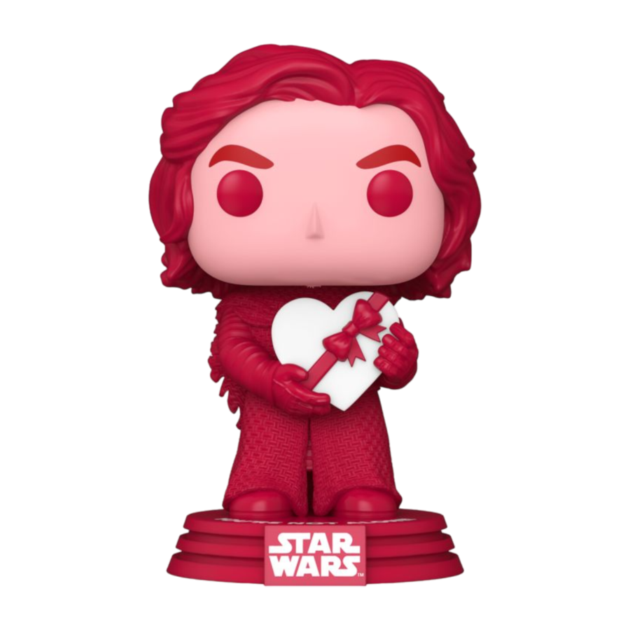 Pink Star Wars Pop Vinyl on white background. Star Wars Kylo Ren Valentines Edition Pop
