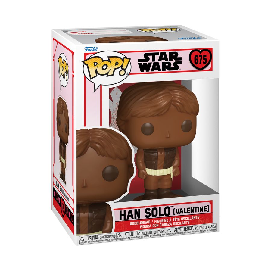 Funko Pop! Han Solo Valentine figure in packaging with Star Wars branding