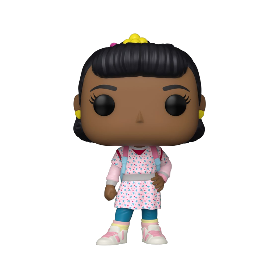 Erica from TV series Stranger Things, on a white background. 