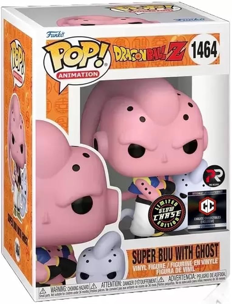Funko branded packaging with figure behind clear window. Figure is pink and glows in the dark. 