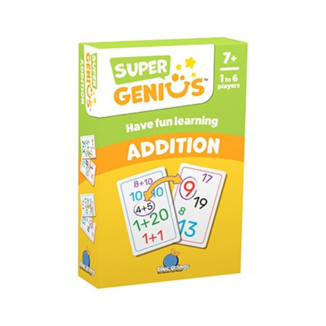 Super Genius Addition educational game box on a white background
