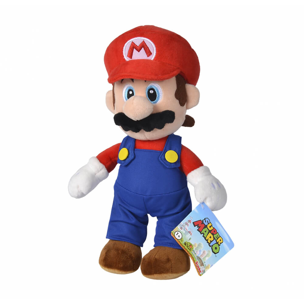 Image shows, Mario Plushie standing upright in signature red and blue uniform