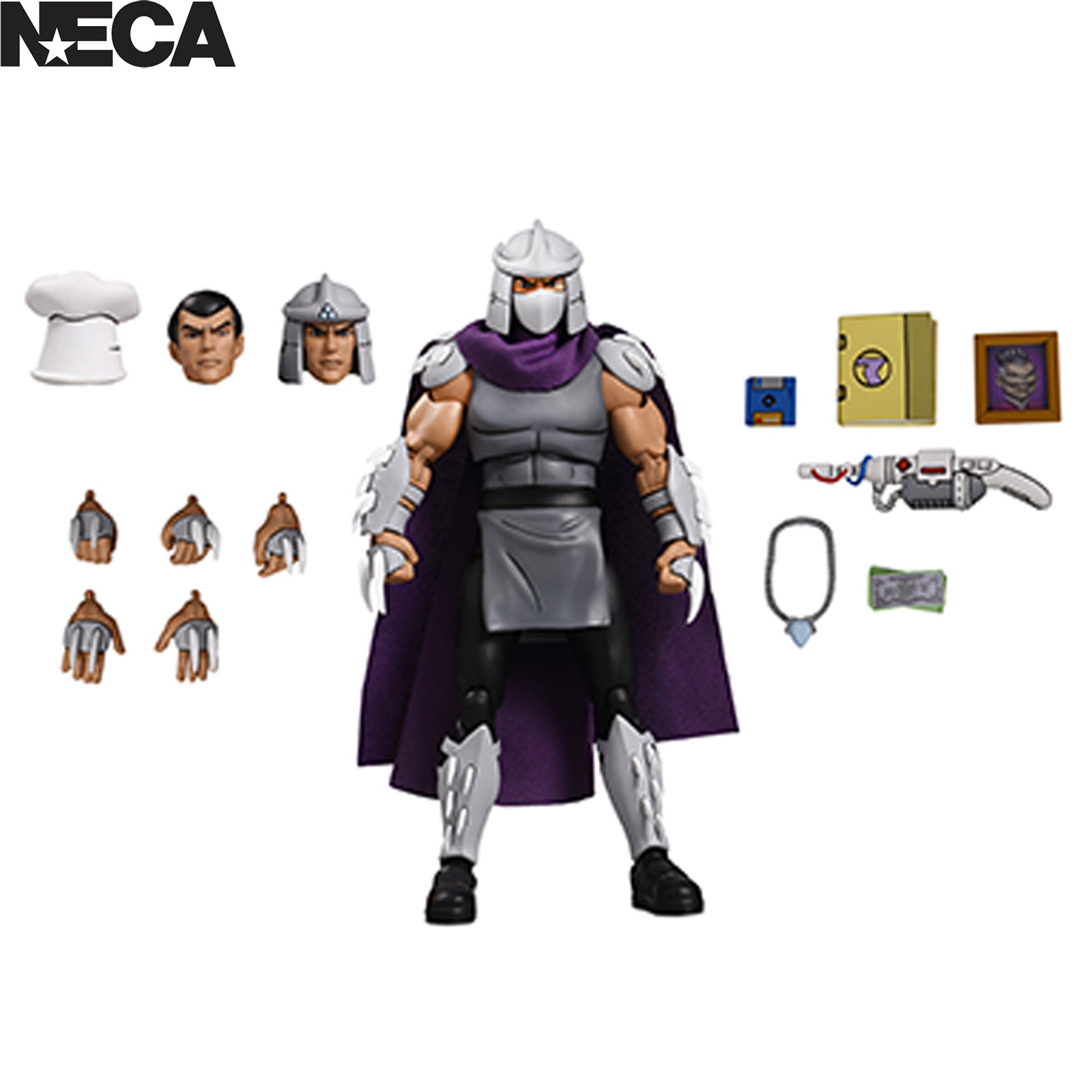 Action figure with interchangeable parts and NECA branding on a white background