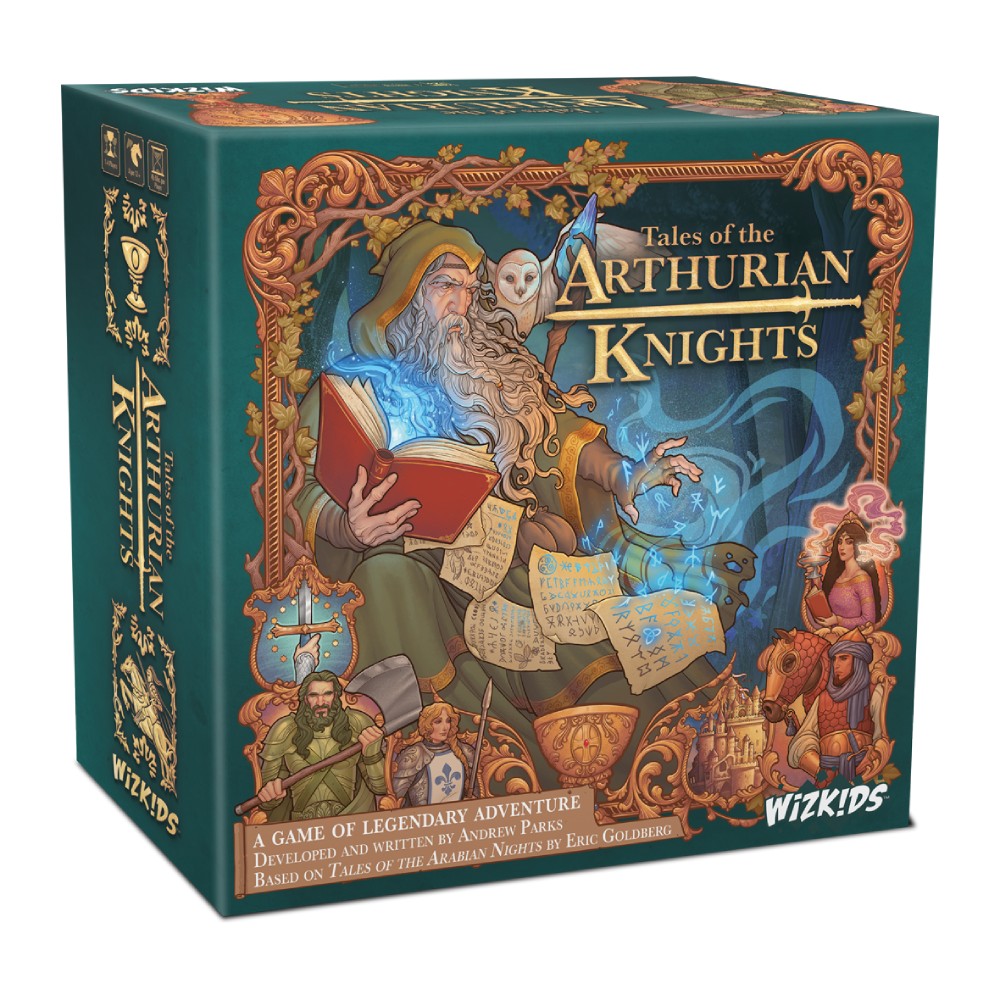 Board game box titled 'Tales of the Arthurian Knights' by Wizkids on a white background
