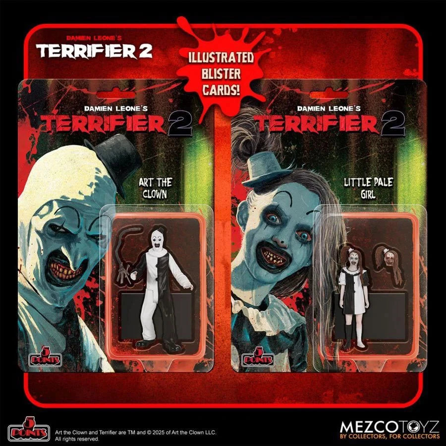 Terrifier 2 - Art the Clown & Little Pale Girl 5 Points 3.75" Action Figure Bundle (Set of 2)