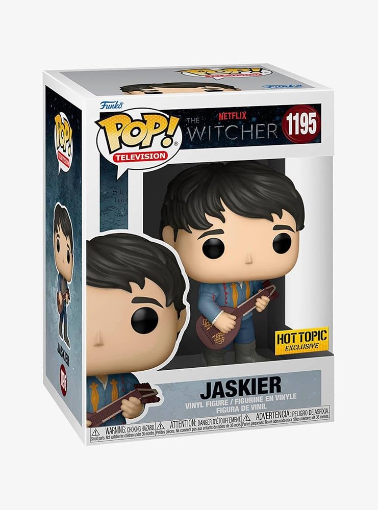 Jaskier figure with banjo in hand. The Witcher (TV) - Jaskier (Green Outfit) US Exclusive Pop! Vinyl.