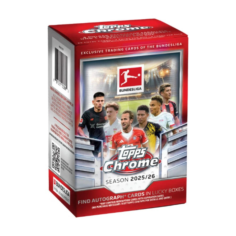 Topps Chrome Bundesliga trading card pack on a white background