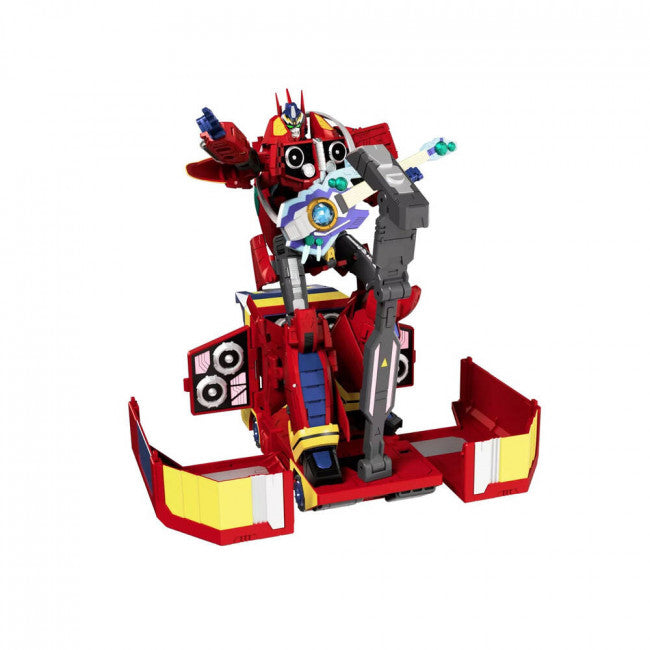 Colorful toy robot on a white background