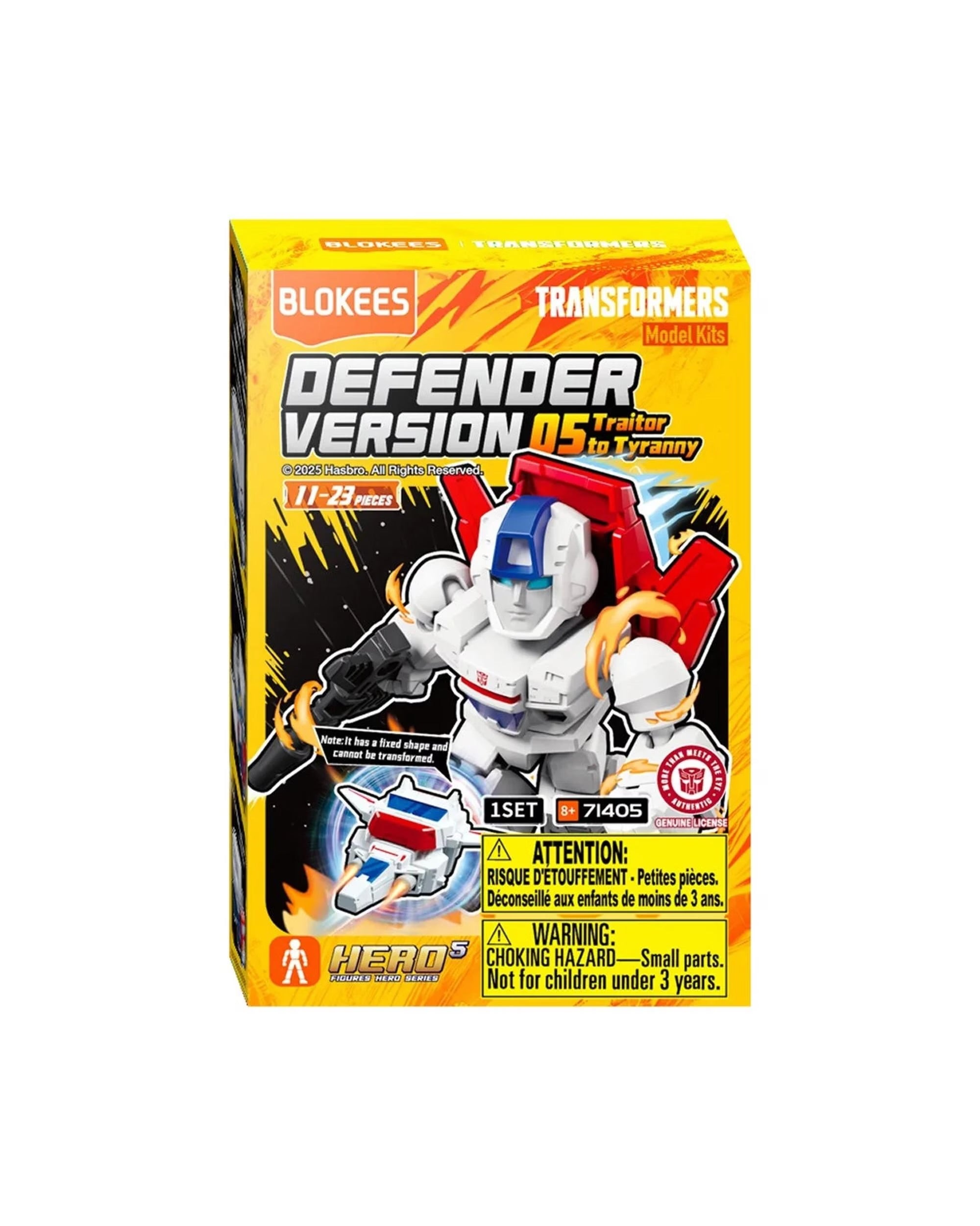 Toy figure packaging with 'Blokees' branding on a white background