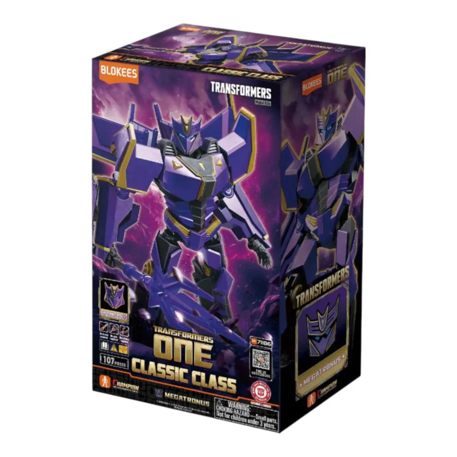 Blokees branded packaging with complete Megatronus model on cover. 