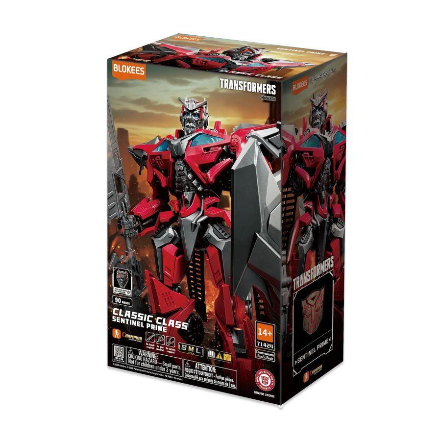 Blokees branded packaging with completed model on cover. Model shows, Sentinel Prime from Transformers Dark of the Moon. 