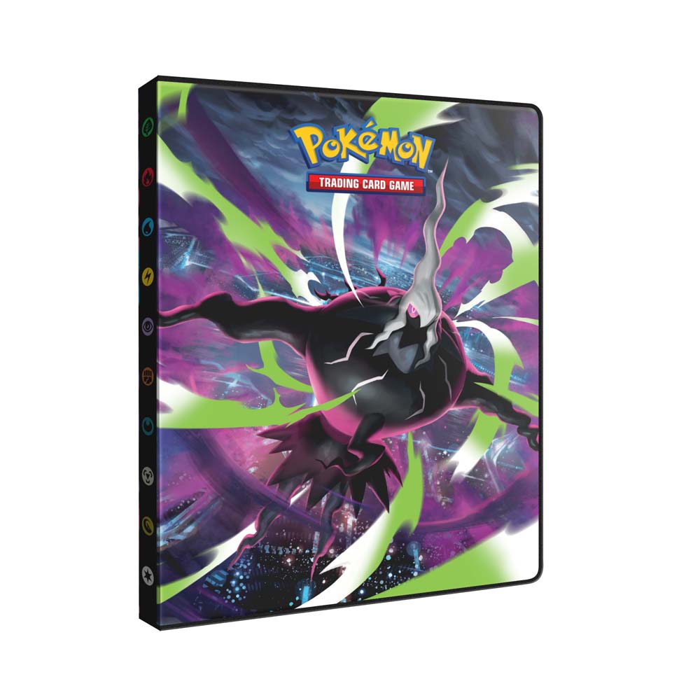 Purple and Green Pokemon branded folder with a white background. 