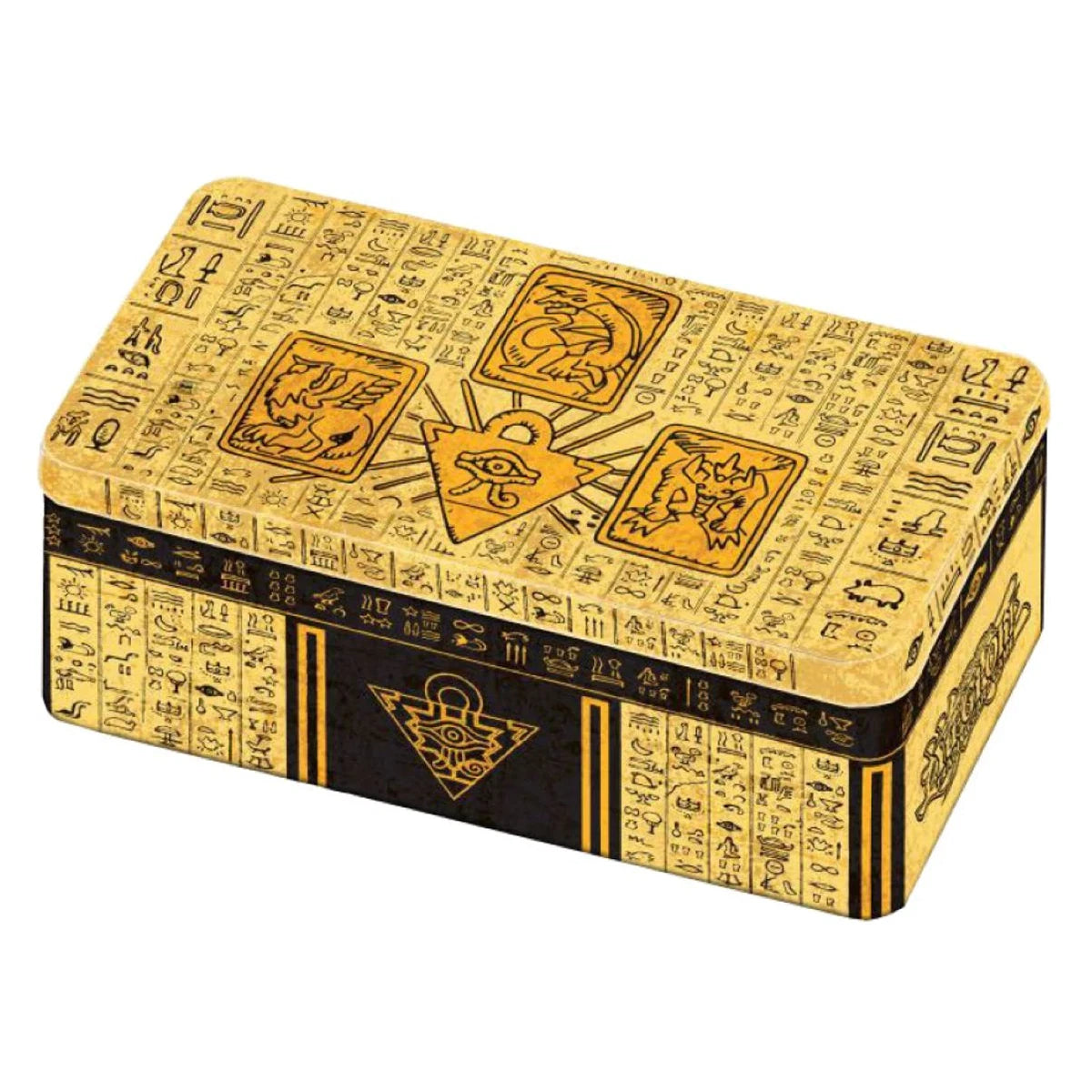 Decorative box with Egyptian hieroglyphics and symbols on a white background