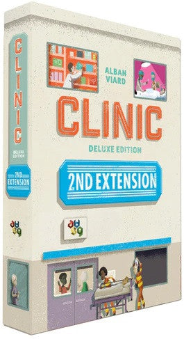 Board game box for 'Clinic Deluxe Edition 2nd Extension' by Alban Viard
