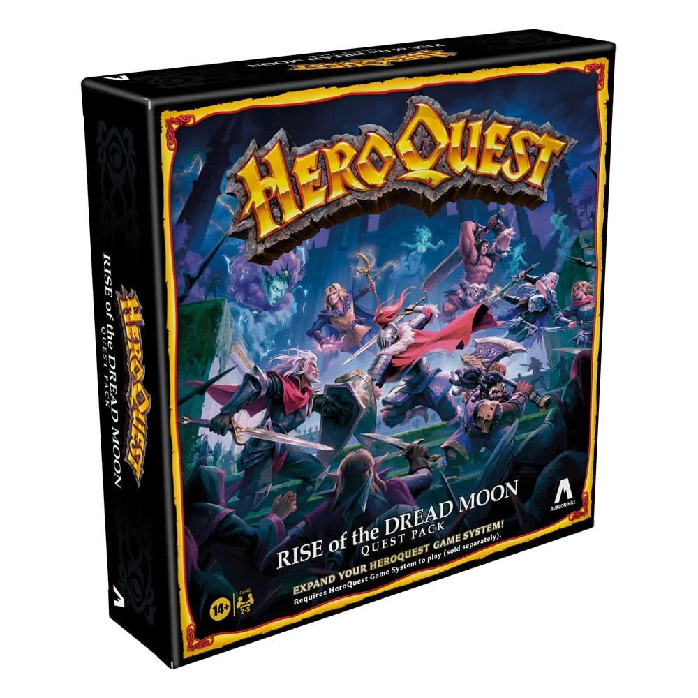 HeroQuest game box with characters and text on a white background