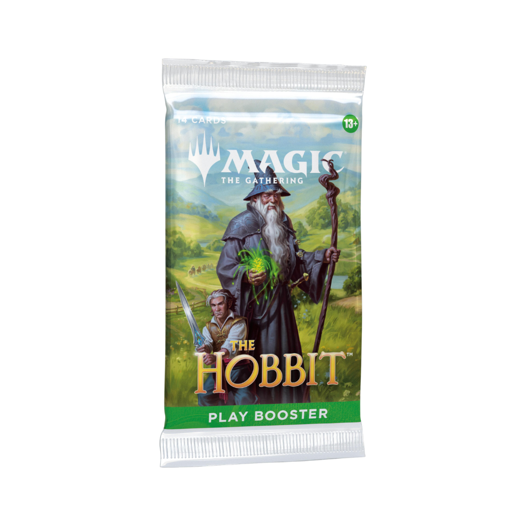 Card game booster pack featuring 'The Hobbit' theme with characters and landscape.